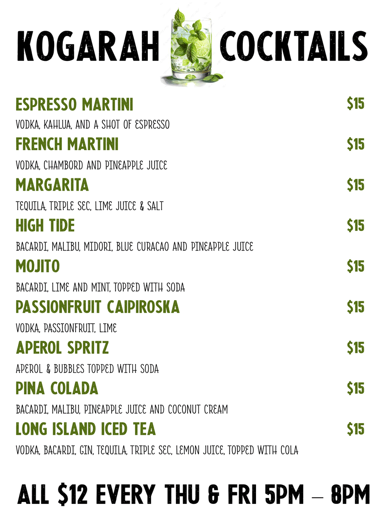 Kogarah Hotel $12 Cocktails