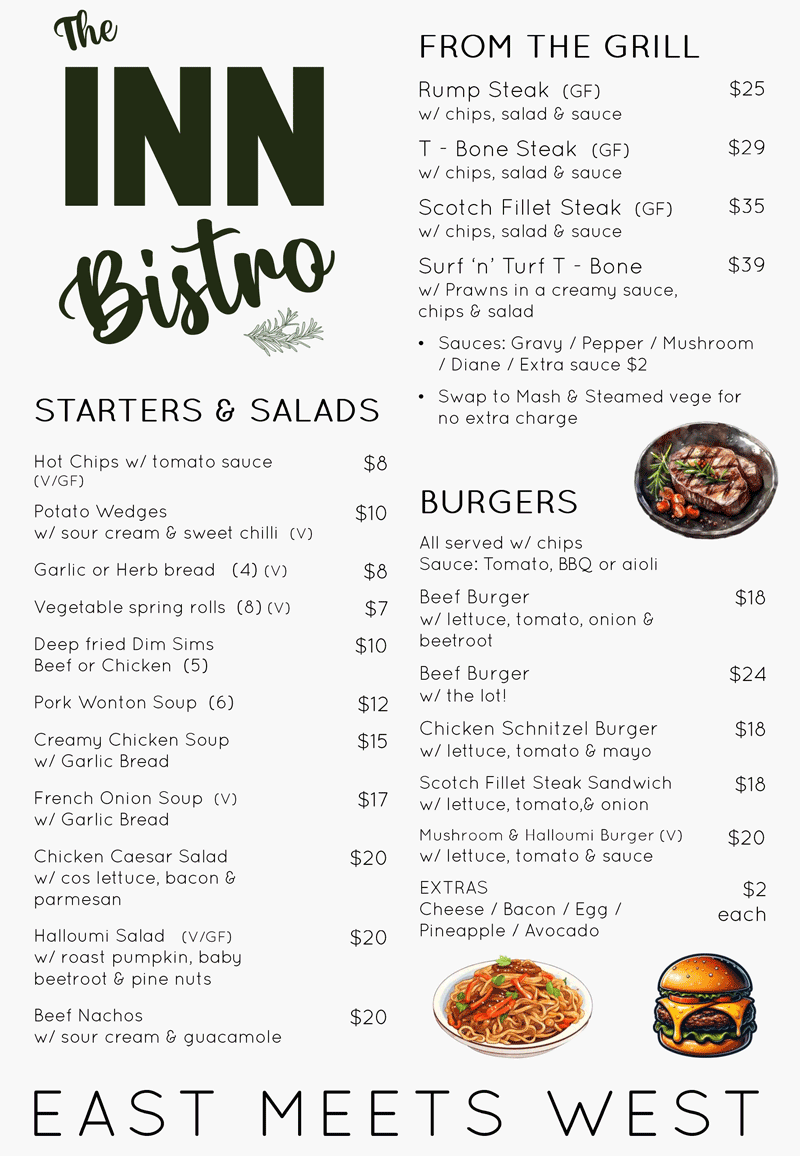 The INN Bistro Main Menu