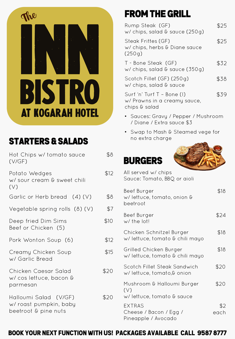 The INN Bistro Main Menu